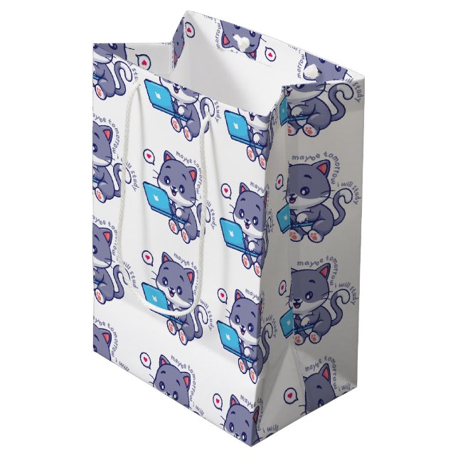 cute lazy student - maybe tomorrow i will study medium gift bag (Front Angled)