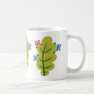 Cute Leaf Eaten By Cartoon Bugs Kids Coffee Mug