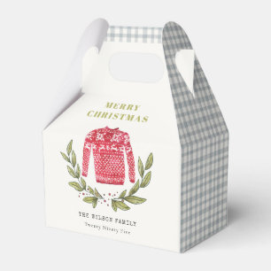 Cute Leafy Red Green Ugly Sweater Christmas Winter Favour Box