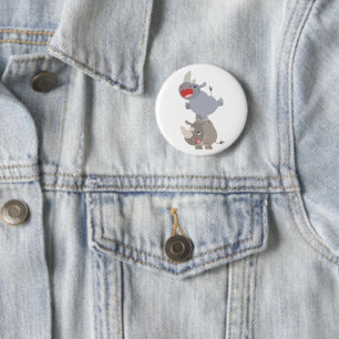 Cute Leapfrog Cartoon Rhinos 6 Cm Round Badge