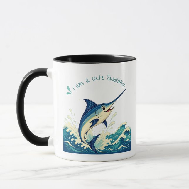 Cute Leaping Swordfish Coffee Mug  (Left)