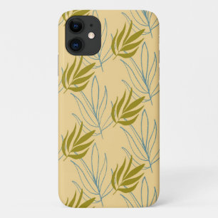 Cute leaves on pink pattern iPhone 11 case