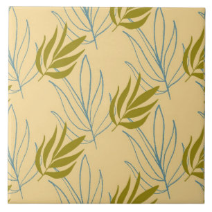 Cute leaves on pink pattern ceramic tile