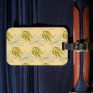 Cute leaves on pink pattern luggage tag
