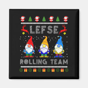 Cute Lefse Rolling Team Norwegian Gnomes Ugly Xmas Magnet