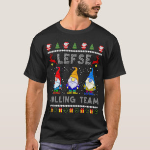 Cute Lefse Rolling Team Norwegian Gnomes Ugly Xmas T-Shirt