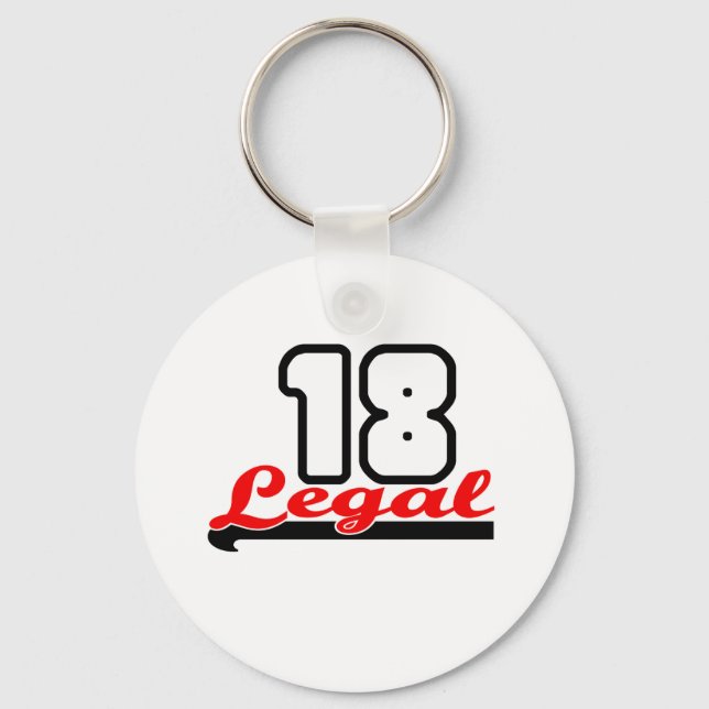 Cute, "Legal 18" design Key Ring (Front)