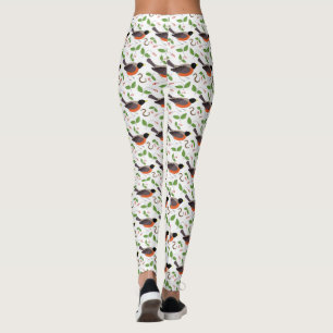 Cute Legging Yoga Workout Pant BIRD WHITE