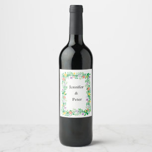 CUTE LEMON AND FLOWERS FLORAL DECOUPAGE WINE LABEL