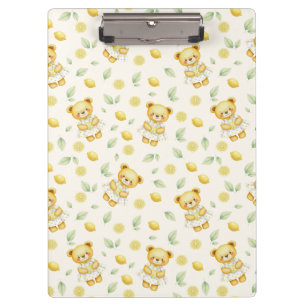 Cute Lemon Bear and Lemonade Seamless Pattern Clipboard