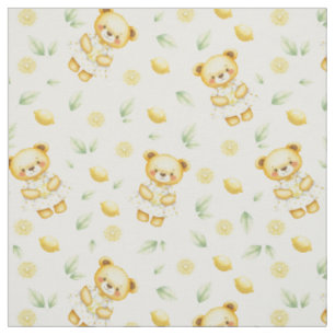 Cute Lemon Bear and Lemonade Seamless Pattern Fabric
