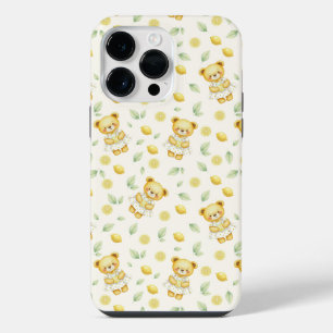 Cute Lemon Bear and Lemonade Seamless Pattern iPhone 14 Pro Max Case
