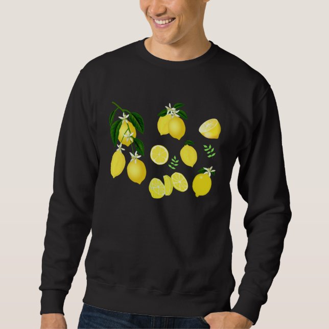 Cute Lemon Botanical Gardening summertime Lemon Sweatshirt (Front)