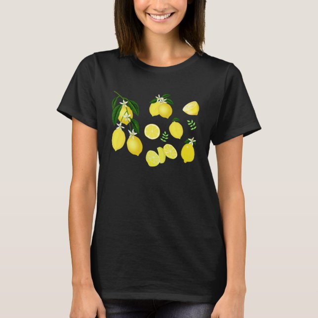 Cute Lemon Botanical Gardening summertime Lemon T-Shirt (Front)