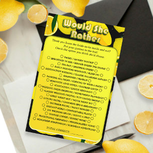 Cute Lemon Bridal Shower Would She Rather Fun Game Flyer