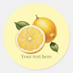 Cute lemon business customisable classic round sticker