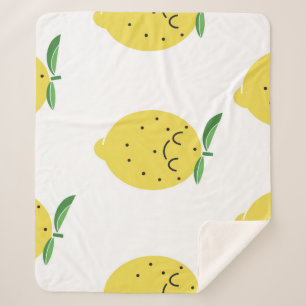 Cute Lemon Cartoon: Seamless Vintage Sherpa Blanket