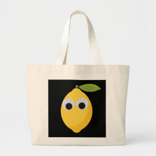 Cute Lemon Character with Googly Eyes  Large Tote Bag