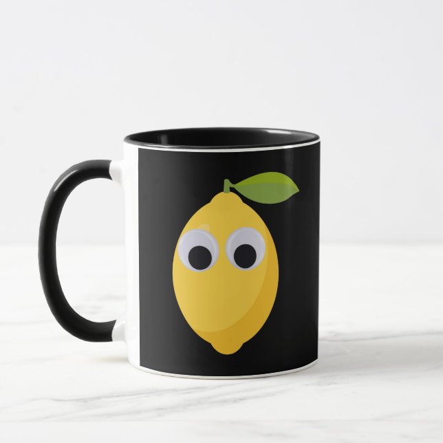Cute Lemon Character with Googly Eyes  Mug (Left)