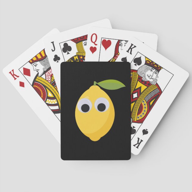 Cute Lemon Character with Googly Eyes  Playing Cards (Back)