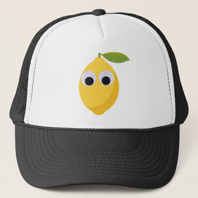Cute Lemon Character with Googly Eyes  Trucker Hat (Front)