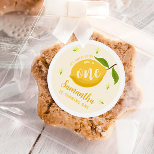 Cute Lemon Citrus 1st Birthday  Classic Round Sticker