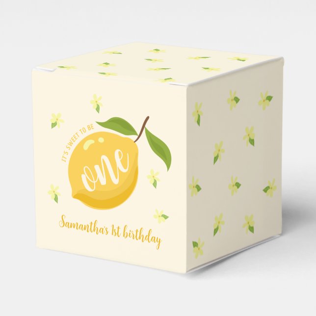 Cute Lemon Citrus 1st Birthday  Favour Box (Front Side)