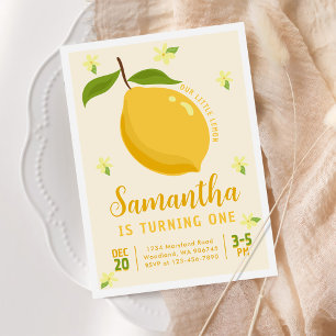 Cute Lemon Citrus 1st Birthday Invitation