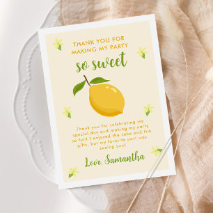 Cute Lemon Citrus Birthday Party Thank You Card