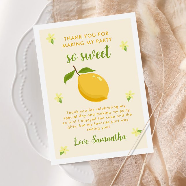 Cute Lemon Citrus Birthday Party Thank You Card (Creator Uploaded)