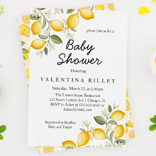 Cute Lemon Citrus Fruit Summer Baby Shower Invitation