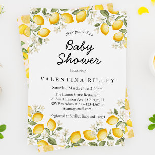 Cute Lemon Citrus Fruit Summer Baby Shower Invitation