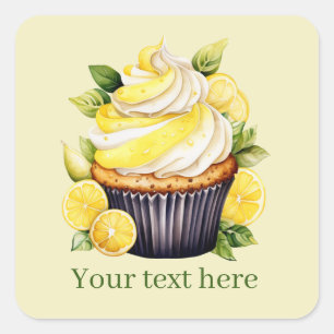 cute lemon cupcake add text  square sticker