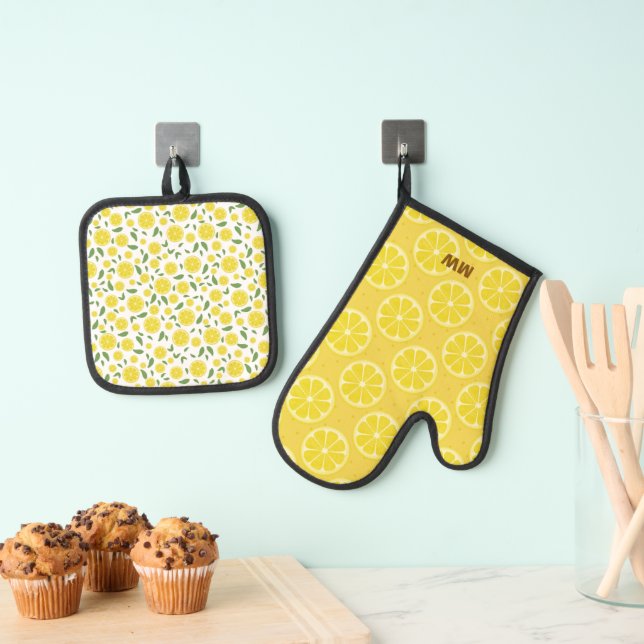 Cute Lemon Design Oven Mitt & Pot Holder Set (Insitu(Hanging))