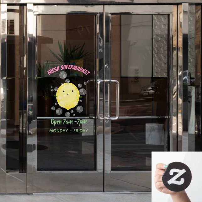 Cute lemon fruit cartoon bubbles illustration (Office Door)