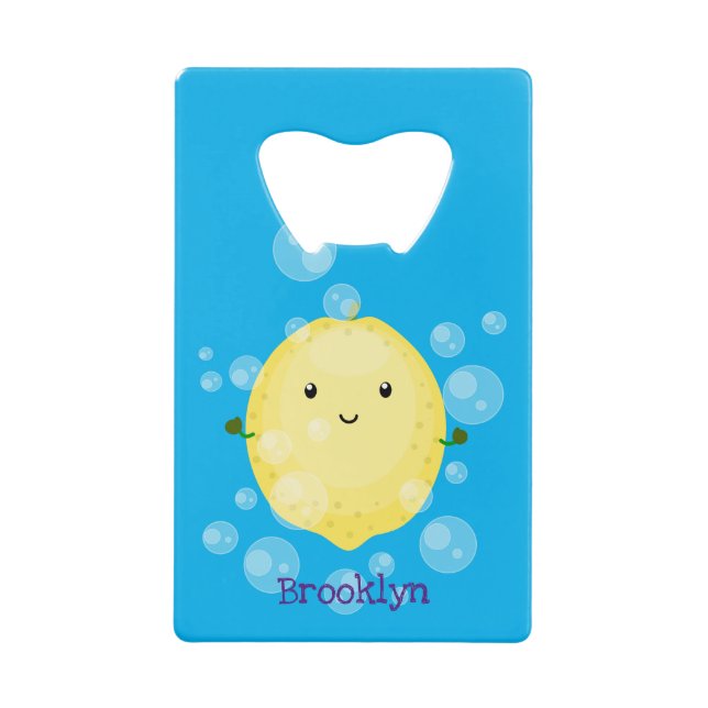 Cute lemon fruit cartoon bubbles illustration (Front)