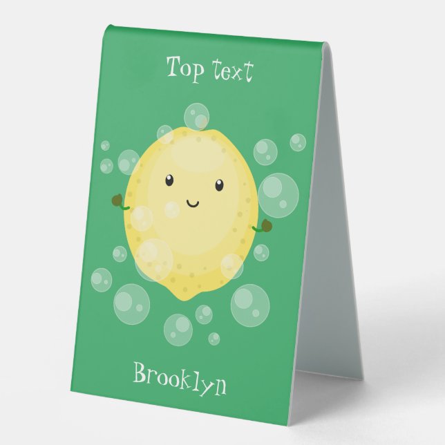Cute lemon fruit cartoon bubbles illustration (Front)