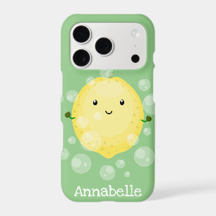 Cute lemon fruit cartoon bubbles illustration