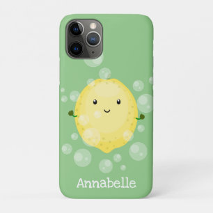 Cute lemon fruit cartoon bubbles illustration iPhone 11 pro case