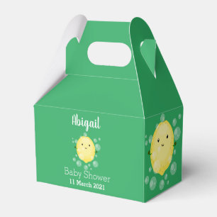 Cute lemon fruit cartoon bubbles illustration favour box