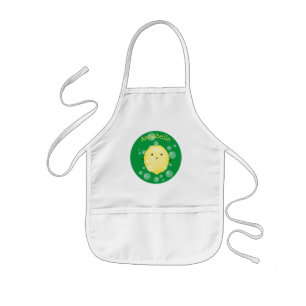 Cute lemon fruit cartoon bubbles illustration kids apron