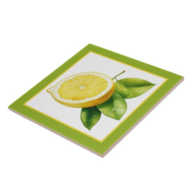 Cute lemon kitchen lovers watercolor  ceramic tile (Side)