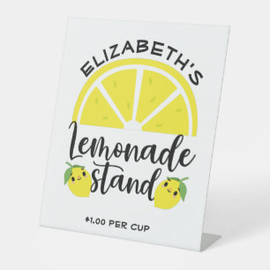 Cute Lemon Lemonade Stand Garden Flag Pedestal Sign
