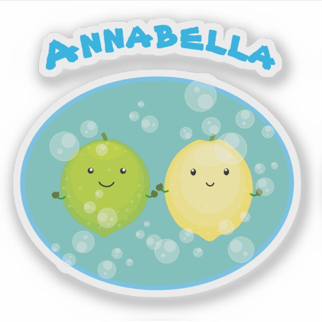 Cute lemon lime friends citrus fruit cartoon (Front)