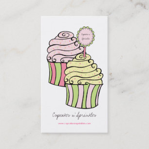 Cute Lemon Lime & Pink Cupcakes Business Cards