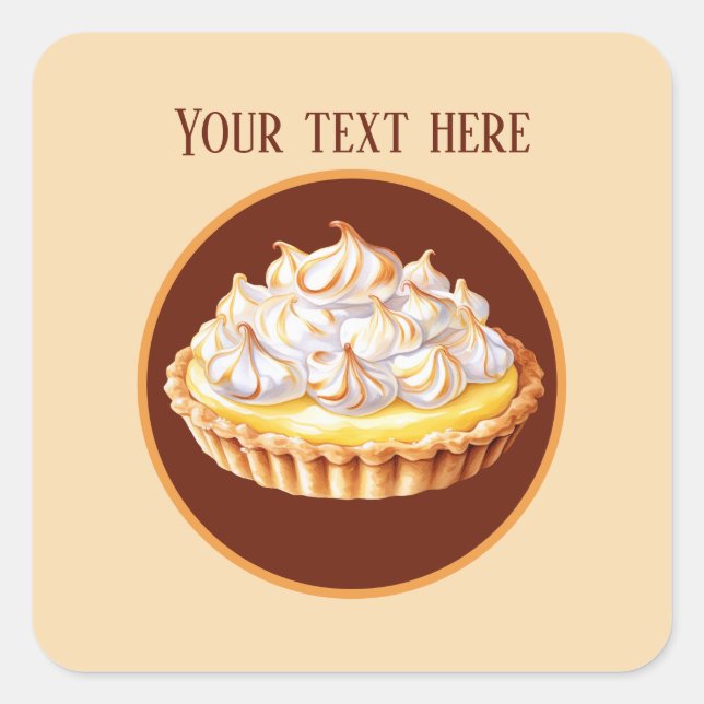 Cute Lemon Meringue Pie add message Square Sticker (Front)