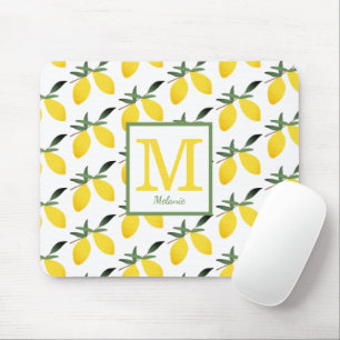 Cute Lemon Monogram Name  Mouse Pad