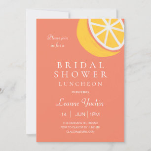 Cute Lemon on Coral Bridal Shower Luncheon Invitation