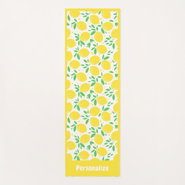 Cute Lemon Pattern Fruit Orchard Zen Yoga Namaste Yoga Mat (Front)