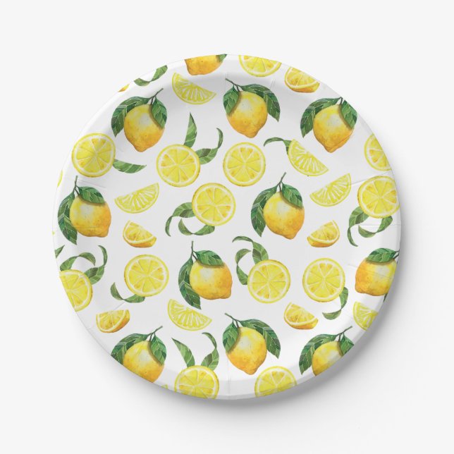 Cute Lemon Pattern Paper Plates (Front)